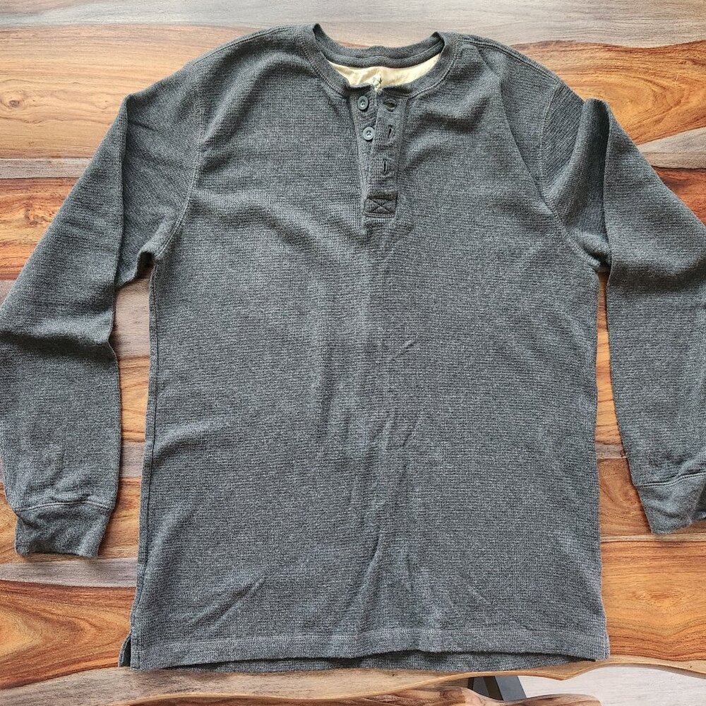 Outdoor Life Field Men's Thermal Henley Dark Gray Large (Fits an XL) Soft
